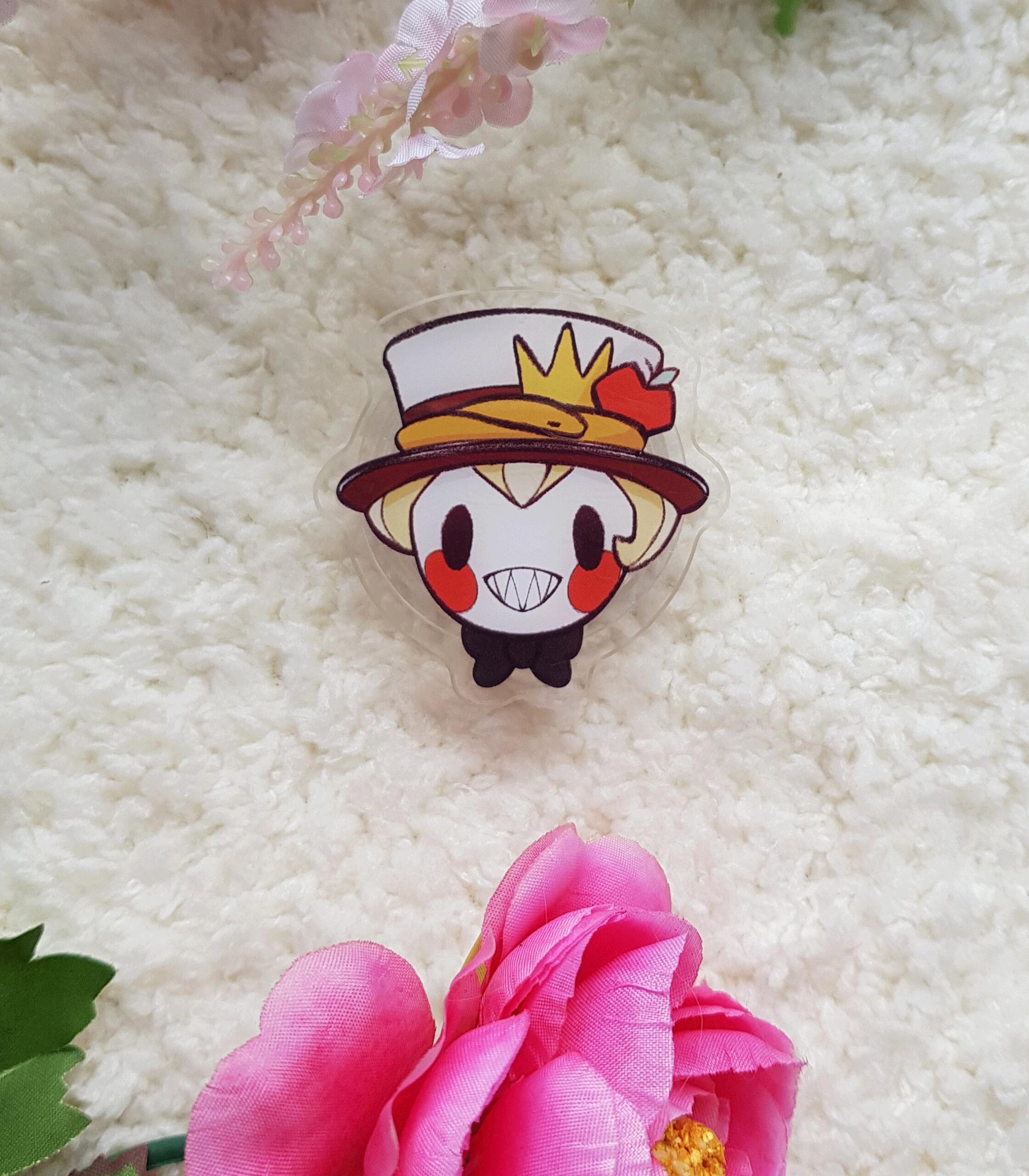 Hazbin Hotel | Phone Holder | Pop socket | Fan Made | Fan Art | Cosplay pin | Chibi Style | Radio Apple Demon | Gift for Him or Her - Imagen 2