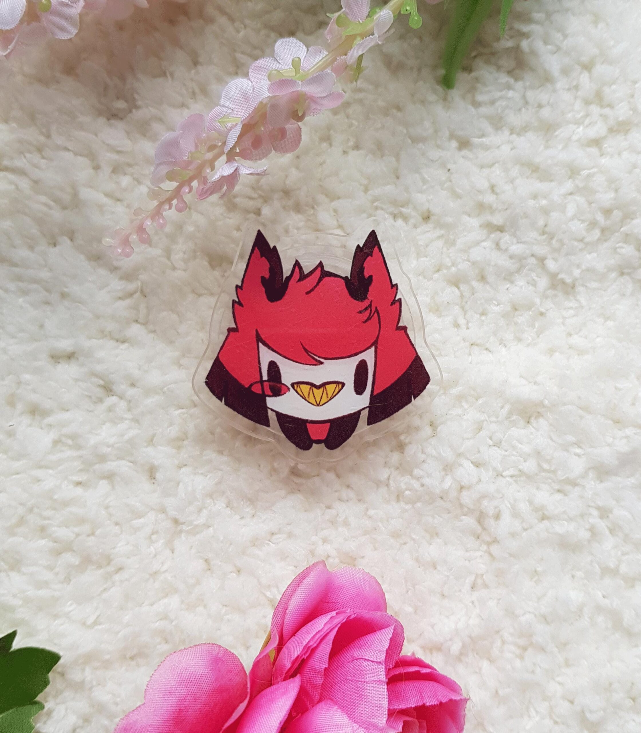 Hazbin Hotel | Phone Holder | Pop socket | Fan Made | Fan Art | Cosplay pin | Chibi Style | Radio Apple Demon | Gift for Him or Her - Imagen 7