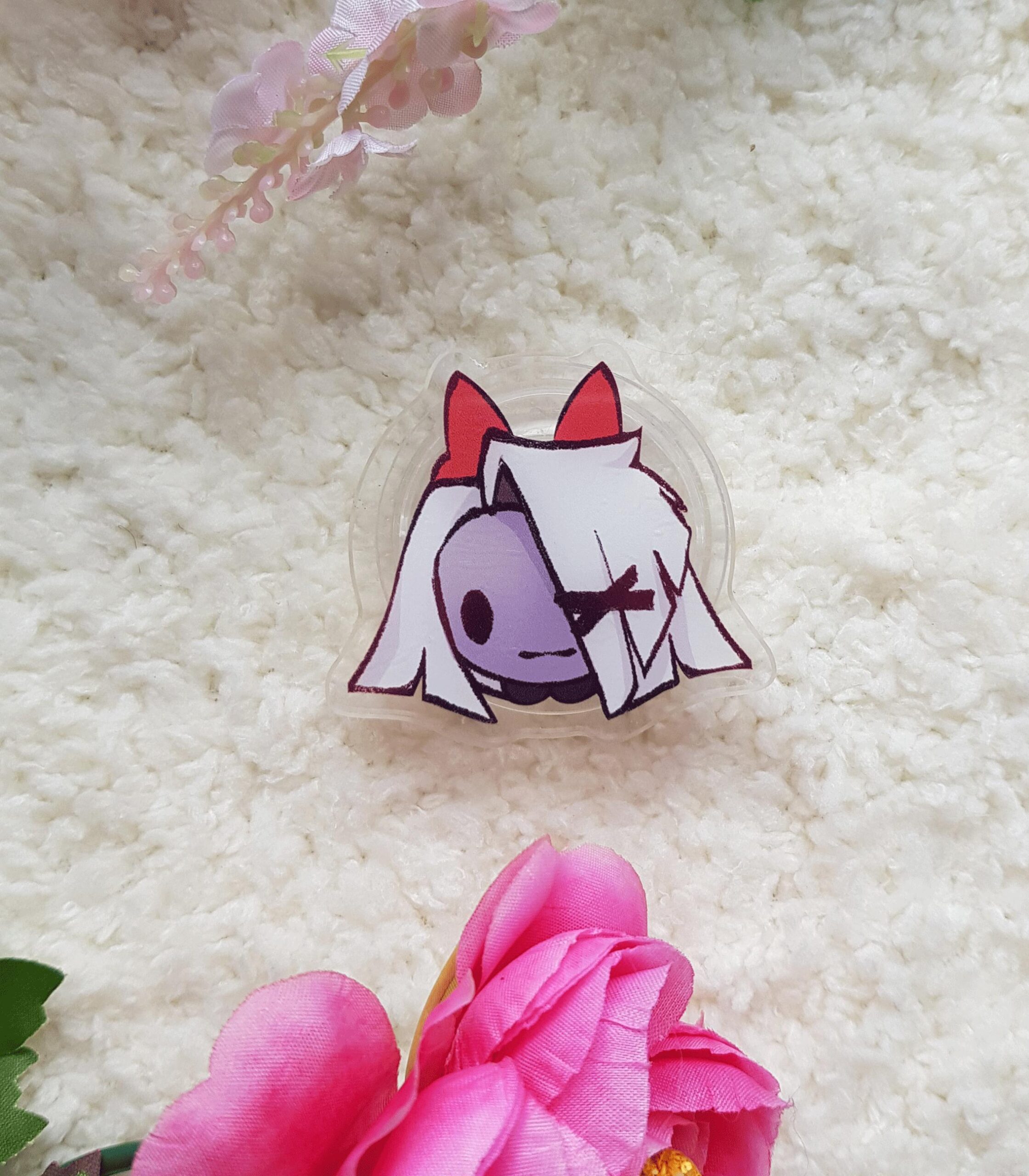 Hazbin Hotel | Phone Holder | Pop socket | Fan Made | Fan Art | Cosplay pin | Chibi Style | Radio Apple Demon | Gift for Him or Her - Imagen 9