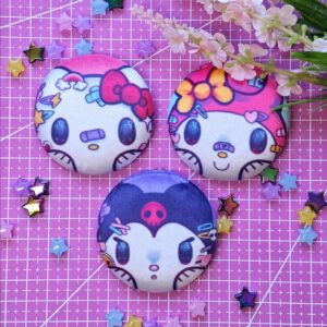 Plushie Sponch Soft Pin | Fan Made | Fan Art | Karomi | Kitty | Melody Cosplay pin | Chibi Style |Gift for Him or Her