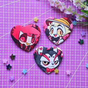 Hazbin Hotel | Round and Heart Pin | Fan Made | Fan Art | Cosplay pin | Chibi Style | Radio Apple Demon | Gift for Him or Her