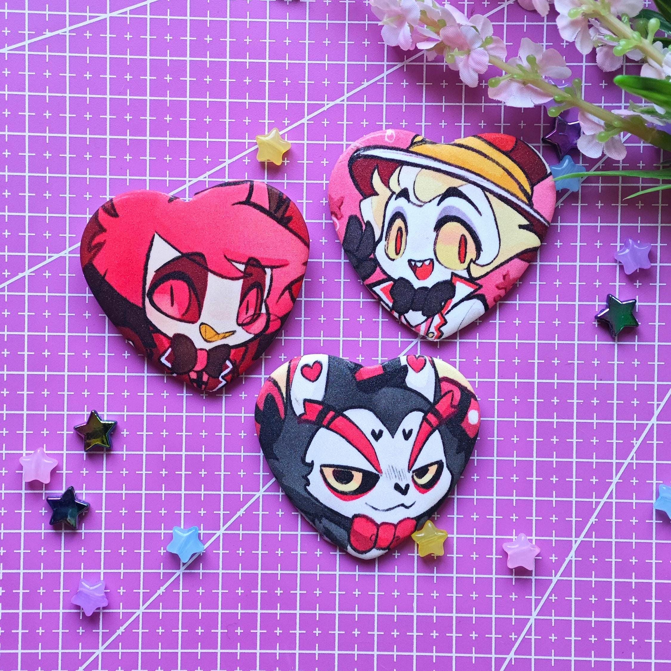 Hazbin Hotel | Round and Heart Pin | Fan Made | Fan Art | Cosplay pin | Chibi Style | Radio Apple Demon | Gift for Him or Her