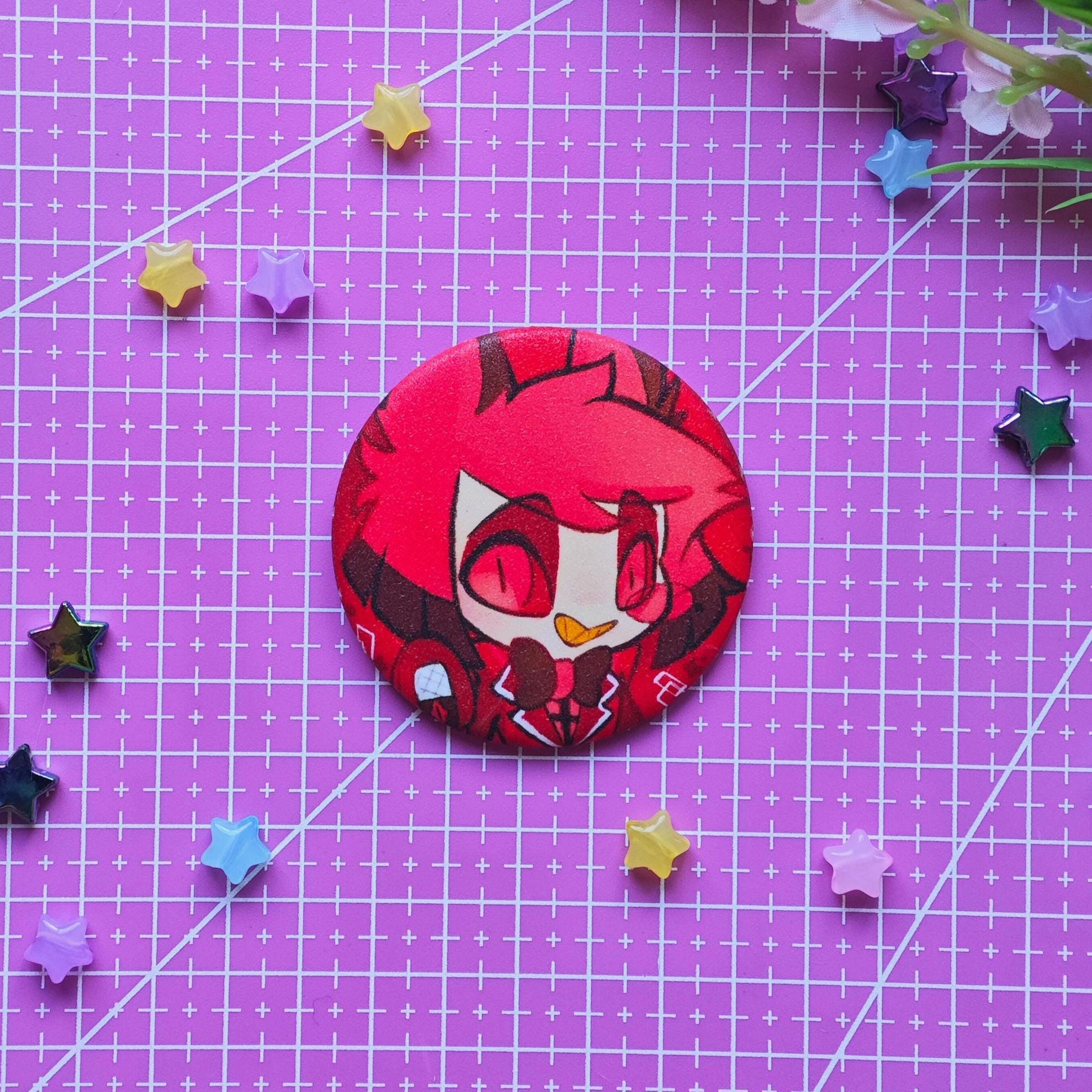 Hazbin Hotel | Round and Heart Pin | Fan Made | Fan Art | Cosplay pin | Chibi Style | Radio Apple Demon | Gift for Him or Her - Imagen 6